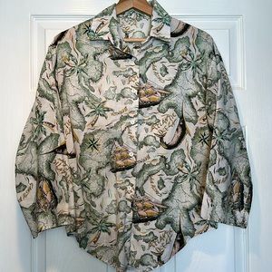 Vintage map print tropical shirt